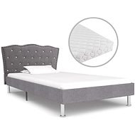 Bed with mattress light gray textile 90x200 cm - Bed