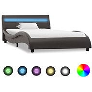 Bed frame with LED light gray faux leather 90x200 cm - Bed Frame