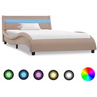 Bed frame with LED light cappuccino faux leather 90x200 cm - Bed Frame