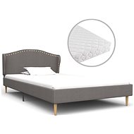Bed with mattress light gray textile 90x200 cm - Bed