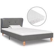 Bed with mattress light gray textile 90x200 cm - Bed