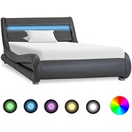 Bed frame with LED gray faux leather 90x200 cm - Bed Frame