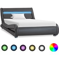 Bed frame with LED gray faux leather 100x200 cm - Bed Frame