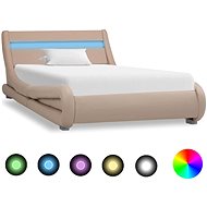 Bed frame with LED cappuccino faux leather 90x200 cm - Bed Frame
