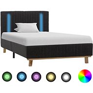 Bed frame with LED light dark gray textile 90x200 cm - Bed Frame