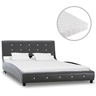 Bed with mattress gray artificial leather 120x200 cm - Bed