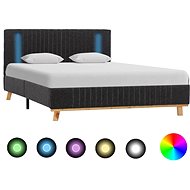 Bed frame with LED light dark gray textile 140x200 cm - Bed Frame