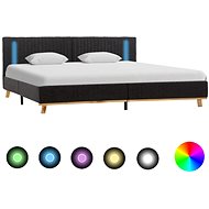 Bed frame with LED light dark gray textile 180x200 cm - Bed Frame