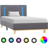 Bed frame with LED light light gray textile 90x200 cm - Bed Frame