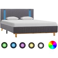 Bed frame with LED light light gray textile 120x200 cm - Bed Frame