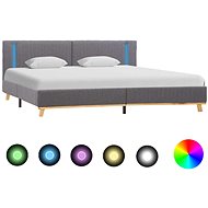 Bed frame with LED light light gray textile 160x200 cm - Bed Frame