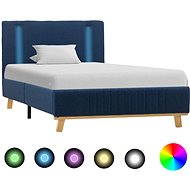 Bed frame with LED light blue textile 100x200 cm - Bed Frame