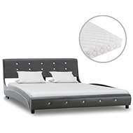 Bed with mattress gray artificial leather 140x200 cm - Bed