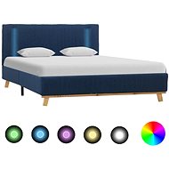 Bed frame with LED light blue textile 140x200 cm - Bed Frame