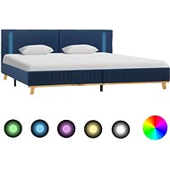 Bed frame with LED light blue textile 160x200 cm - Bed Frame