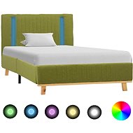 Bed frame with LED light green textile 100x200 cm - Bed Frame