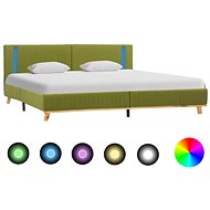 Bed frame with LED light green textile 160x200 cm - Bed Frame