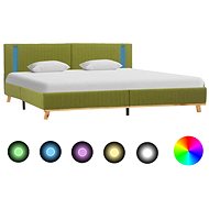 Bed frame with LED light green textile 180x200 cm - Bed Frame