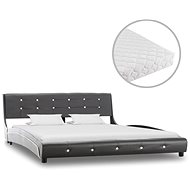 Bed with mattress gray artificial leather 160x200 cm - Bed