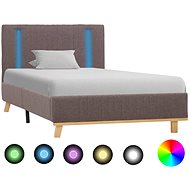 Bed frame with LED light taupe textile 90x200 cm - Bed Frame