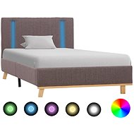Bed frame with LED light taupe textile 100x200 cm - Bed Frame