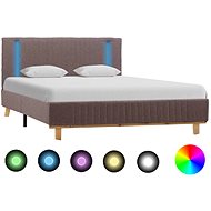 Bed frame with LED light taupe textile 140x200 cm - Bed Frame