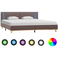 Bed frame with LED light taupe textile 160x200 cm - Bed Frame