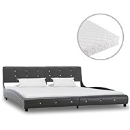 Bed with mattress gray artificial leather 180x200 cm - Bed