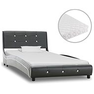 Bed with mattress gray artificial leather 90x200 cm - Bed