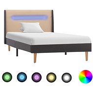 Bed frame with LED light cream textile 90x200 cm - Bed Frame