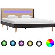 Bed frame with LED light cream textile 140x200 cm - Bed Frame