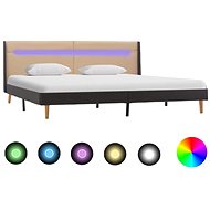 Bed frame with LED light cream textile 180x200 cm - Bed Frame