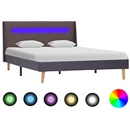 Bed frame with LED light taupe textile 120x200 cm - Bed Frame