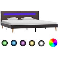 Bed frame with LED light taupe textile 180x200 cm - Bed Frame