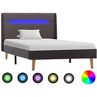 Bed frame with LED light gray textile 90x200 cm - Bed Frame