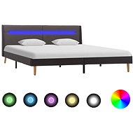 Bed frame with LED light gray textile 140x200 cm - Bed Frame
