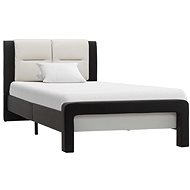 Bed frame black and white faux leather 90x200 cm - Bed Frame