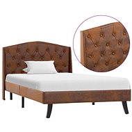 Bed frame brown faux brushed leather 90x200 cm - Bed Frame