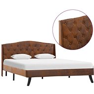 Bed frame brown faux brushed leather 120x200 cm - Bed Frame