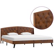 Bed frame brown faux brushed leather 160x200 cm - Bed Frame