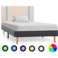 Bed frame with LED light cream and dark gray textile 100x200cm - Bed Frame