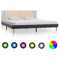 Bed frame with LED light cream and dark gray textile 160x200cm - Bed Frame