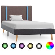 Bed frame with LED light taupe and dark gray textile 90x200 cm - Bed Frame