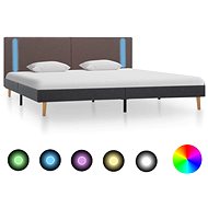 Bed frame with LED light taupe and dark gray textile 160x200 cm - Bed Frame