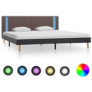 Bed frame with LED light taupe and dark gray textile 180x200 cm - Bed Frame