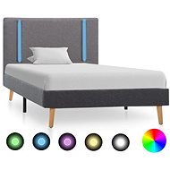 Bed frame with LED light dark and light gray textile 100x200 cm - Bed Frame