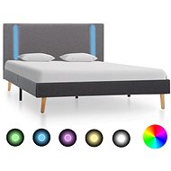 Bed frame with LED light dark and light gray textile 120x200 cm - Bed Frame