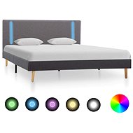 Bed frame with LED light dark and light gray textile 140x200 cm - Bed Frame