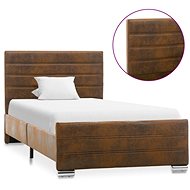 Bed frame brown faux brushed leather 100x200 cm - Bed Frame
