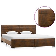Bed frame brown faux brushed leather 180x200 cm - Bed Frame